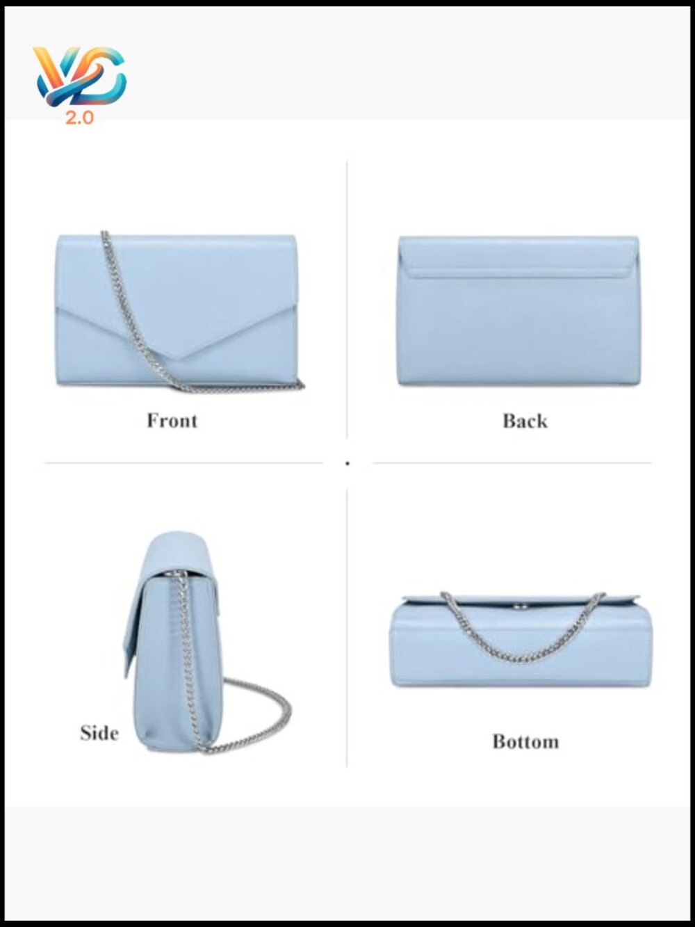 Foldover Envelope Crossbody Clutch Purse with Magnetic Snap Closure - Picture 4 of 6
